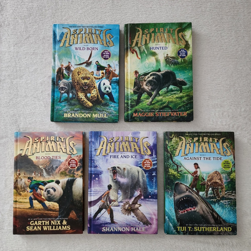 Spirit Animals Hardcover Book Set 1-5 Fantasy Adventure Wolf Panda Shark Leopard